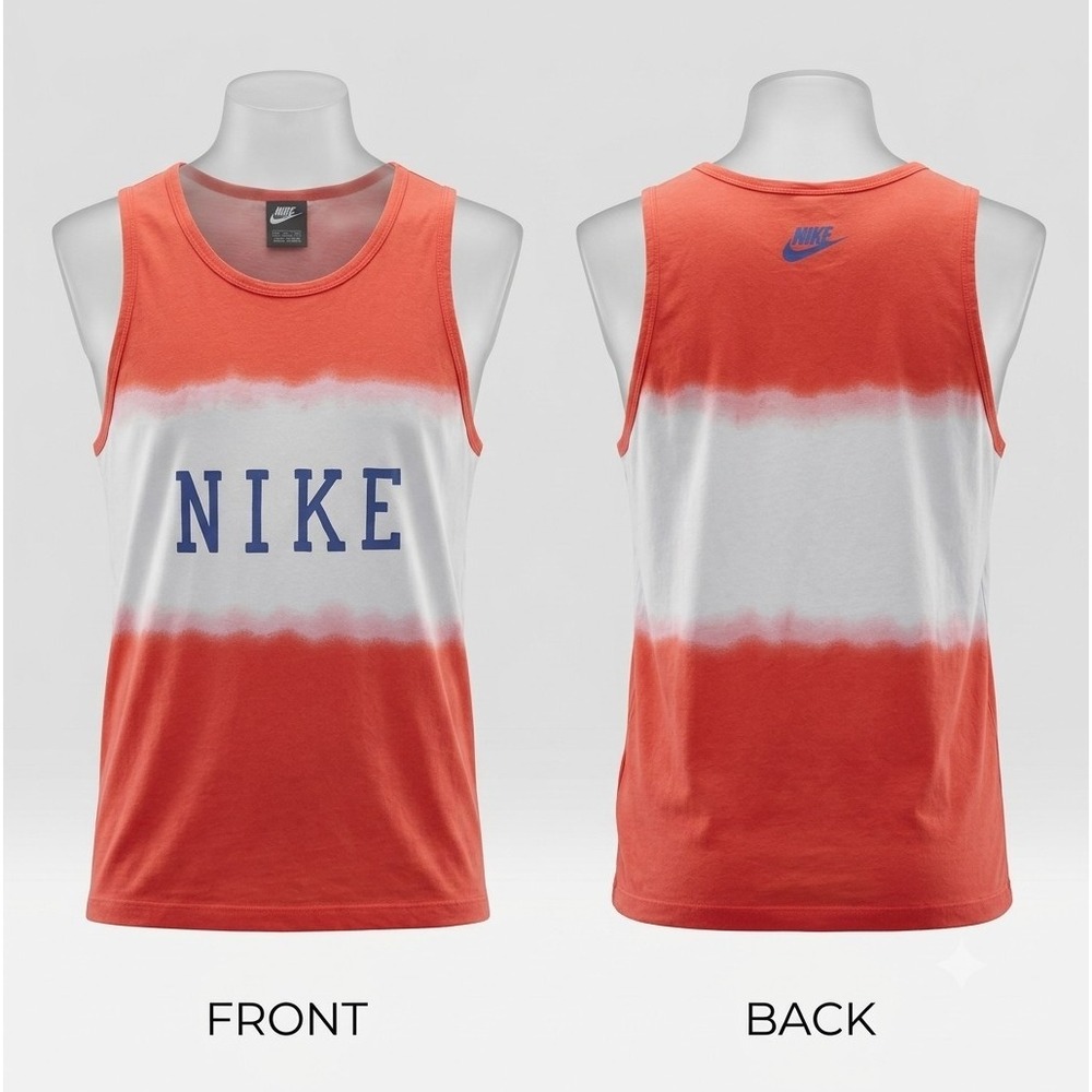 Nike Block Spellout Dip Dye Tank Top Mens XXL Orange White Summer Beach